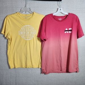 American Eagle Outfitters Two Large T-Shirts 1 Yellow 1 Pink